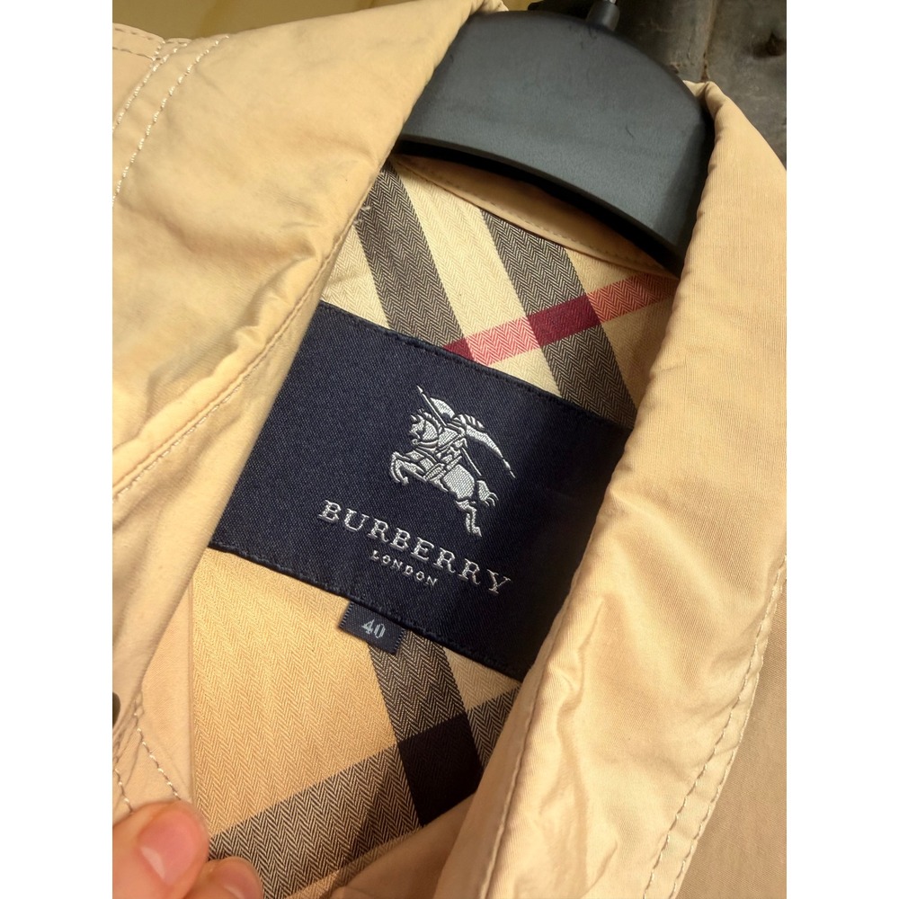 Burberry London Trench RainCoat Beige Nova Check Lining Button Up Jacket Size 40 - Picture 3 of 6
